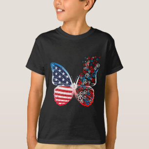 Camiseta Sinal de Paz Patriótico Borboleta 4 de Julho Bande