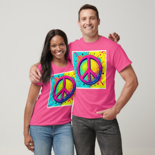 Camiseta Sinal de Paz Retro Colorido