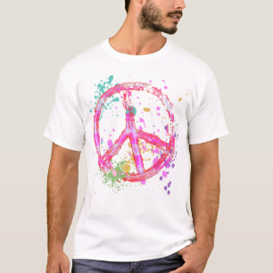 CAMISETA SINAL DE PAZ RETRO DO SPLATTER DA PINTURA