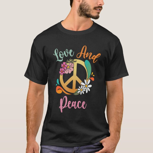 Camiseta Sinal de Paz Retroativo com Flores 1 (Frente)