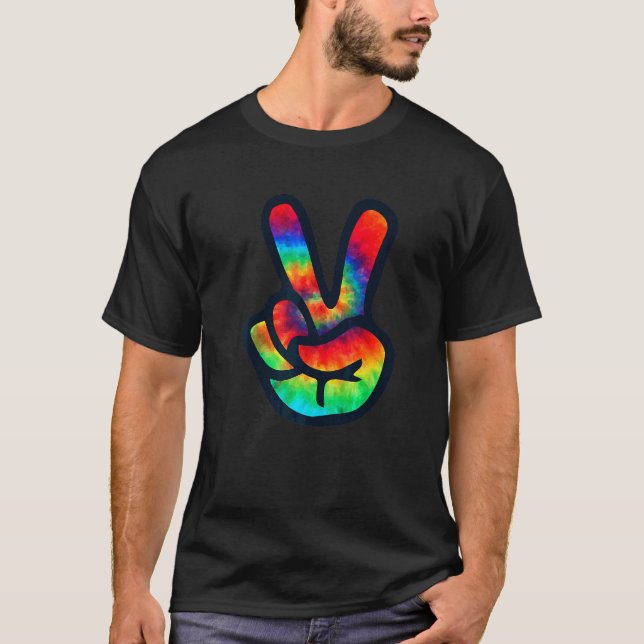 Camiseta Sinal de Paz Tie Dye Hippies Natal (Frente)