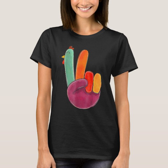 Camiseta Sinal de paz Turquia Ação de Graças Legal Hippie (Frente)