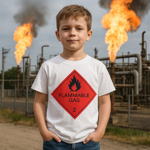 Camiseta Sinal de perigo Rótulo de segurança do gás inflamá
