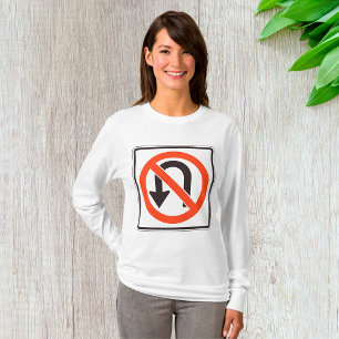 Camiseta Sinal de Proibição de Virar em U Símbolo de Segura