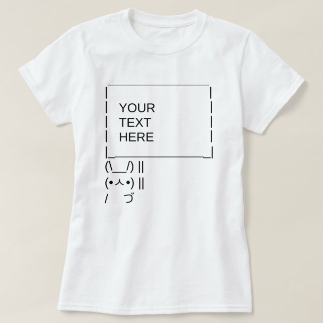 Camiseta Sinal de protesto coelho/Texto ASCII personalizáve (Frente do Design)