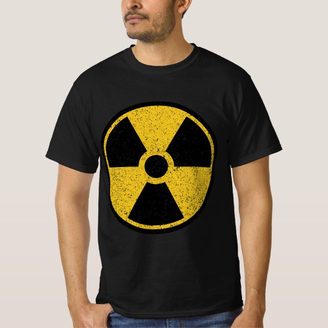 CAMISETA SINAL DE RADIAÇÃO DO SÍMBOLO DE ALERTA NUCLEAR RAD (Frente)