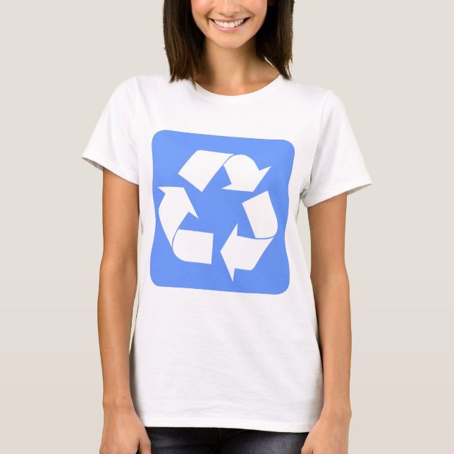 Camiseta Sinal de reciclagem - Azul-bebê (Frente)