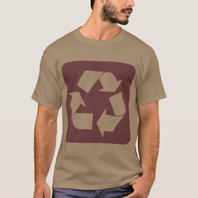 Camiseta Sinal de reciclagem - Castanho Escuro (Frente)