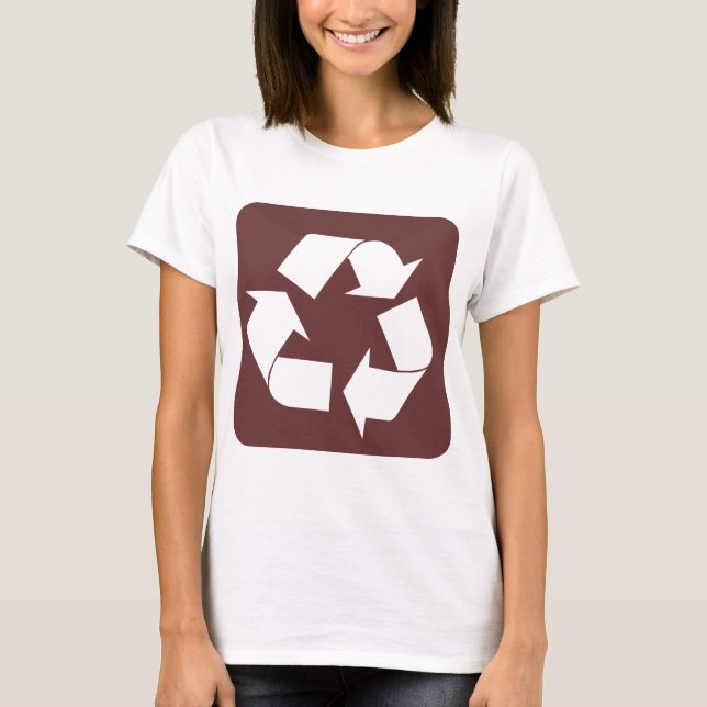 Camiseta Sinal de reciclagem - Castanho Escuro (Frente)
