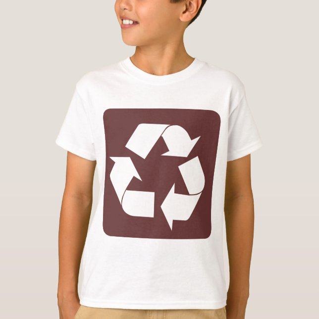 Camiseta Sinal de reciclagem - Castanho Escuro (Frente)