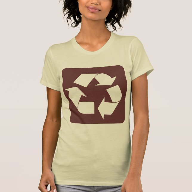 Camiseta Sinal de reciclagem - Castanho Escuro (Frente)