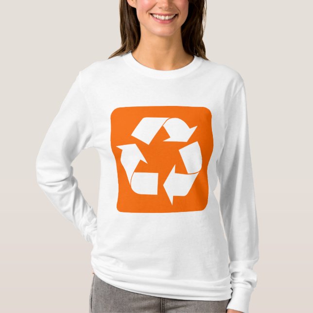 Camiseta Sinal de reciclagem - Laranja (Frente)