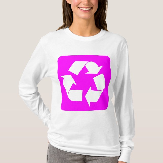 Camiseta Sinal de reciclagem - Magenta (Frente)