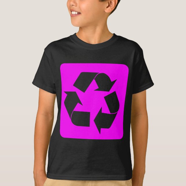 Camiseta Sinal de reciclagem - Magenta (Frente)
