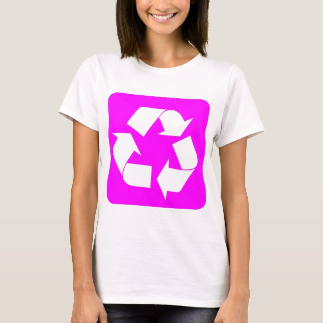 Camiseta Sinal de reciclagem - Magenta (Frente)