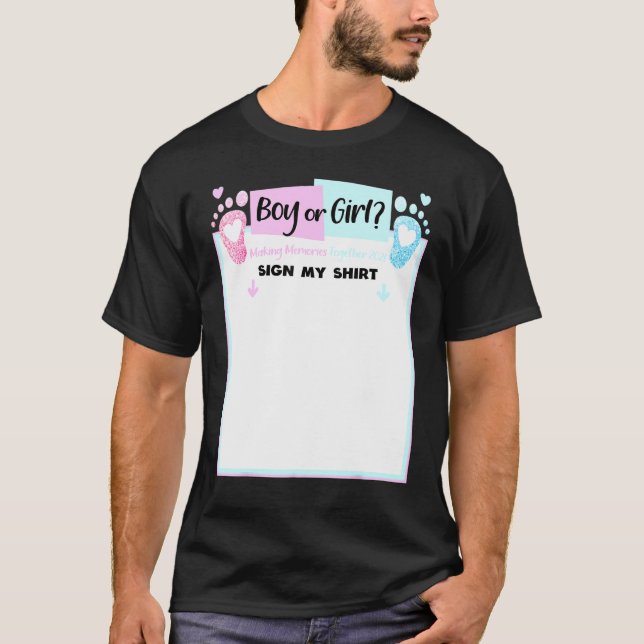 Camiseta Sinal de Revelação de Gênero do Meu Chá de Bebê Ro (Frente)
