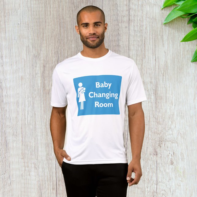 Camiseta Sinal de Sala de Mudança de Bebê com Pai e Criança (Criador carregado)