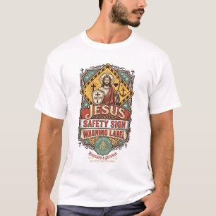 Camiseta Sinal de Segurança Jesus Etiqueta de Aviso Sinal d