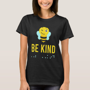 Camiseta Sinal de Ser Gentil Língua Braille Abelha Sorriso 