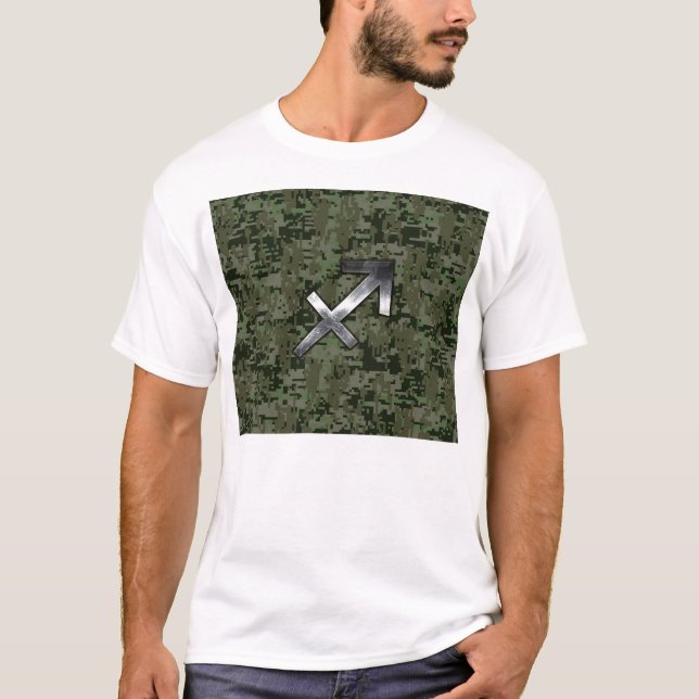 Camiseta Sinal de Silver Sagitário na Camo Digital Woodland (Frente)