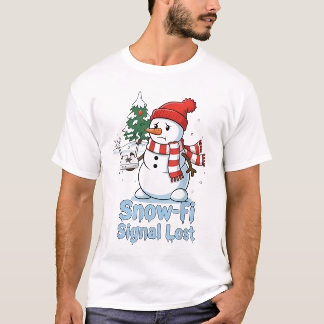 Camiseta Sinal de Snow-Fi Perdido Boneco de Neve Natal Dive (Frente)