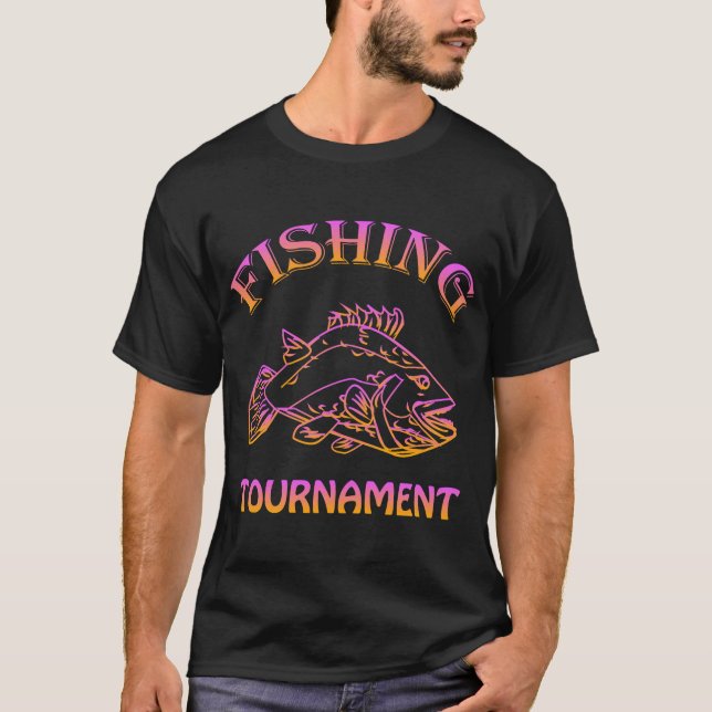 Camiseta Sinal de Torneio de Pesca e Crachá (Frente)