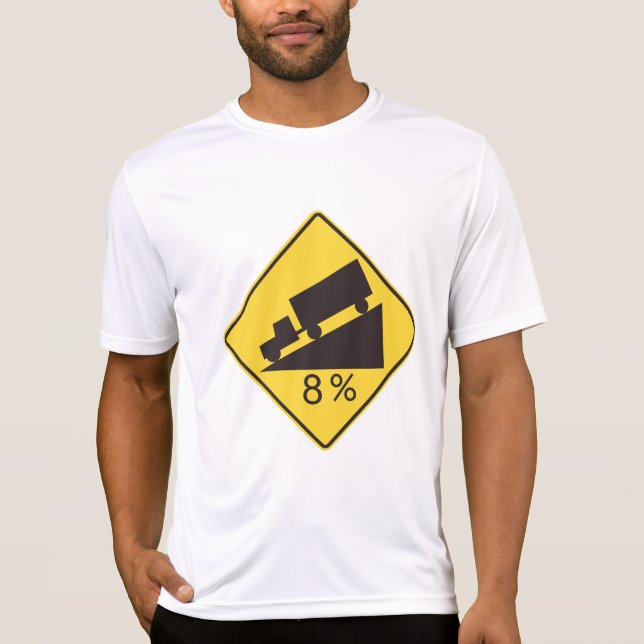 Camiseta Sinal de Tráfego de Declive Íngreme Caminhão Trans (Frente)