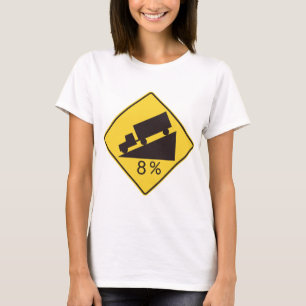 Camiseta Sinal de Tráfego de Inclinação Íngreme Caminhões T