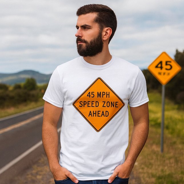 Camiseta Sinal de tráfego personalizado na frente da zona d (Criador carregado)