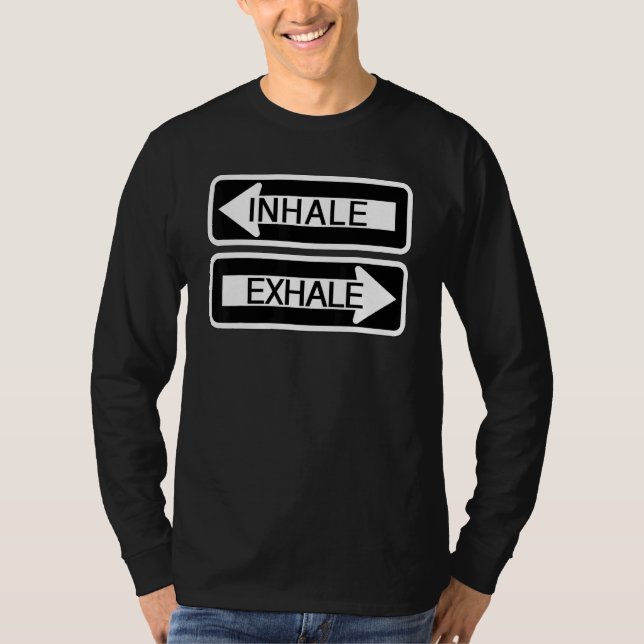 Camiseta Sinal de Trânsito de Inalar e Exalar Yoga Divertid (Frente)