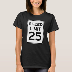 Camiseta Sinal de Trânsito de Limite de Velocidade 2 Lados