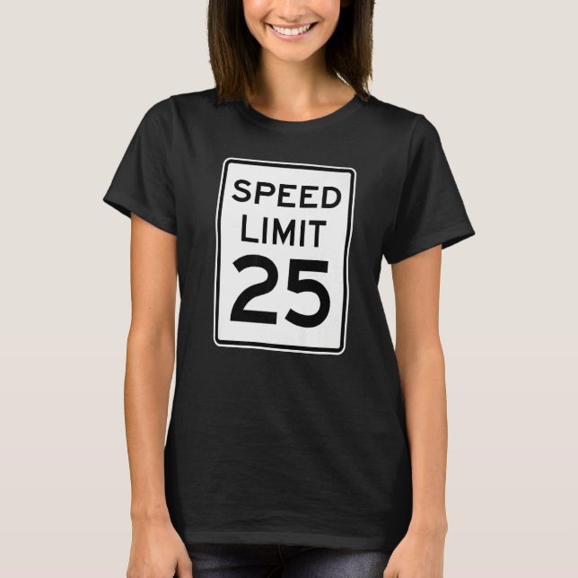 Camiseta Sinal de Trânsito de Limite de Velocidade 2 Lados  (Frente)