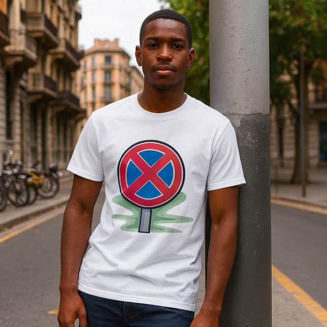 Camiseta Sinal de Trânsito Vermelho Azul Símbolo de Tráfego (Criador carregado)