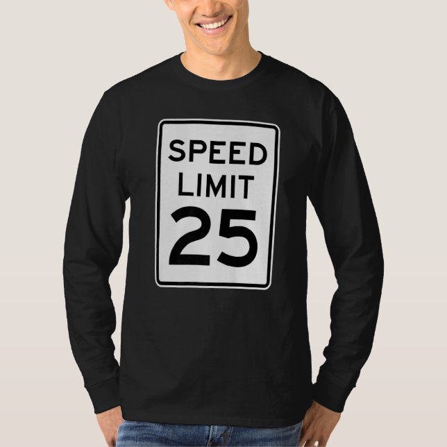 Camiseta Sinal de Velocidade Máxima 25 Mph 2 Lados Runner F (Frente)