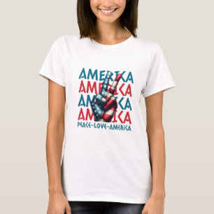 Camiseta Sinal de Vitória com Arte de Bandeira Repetindo Te