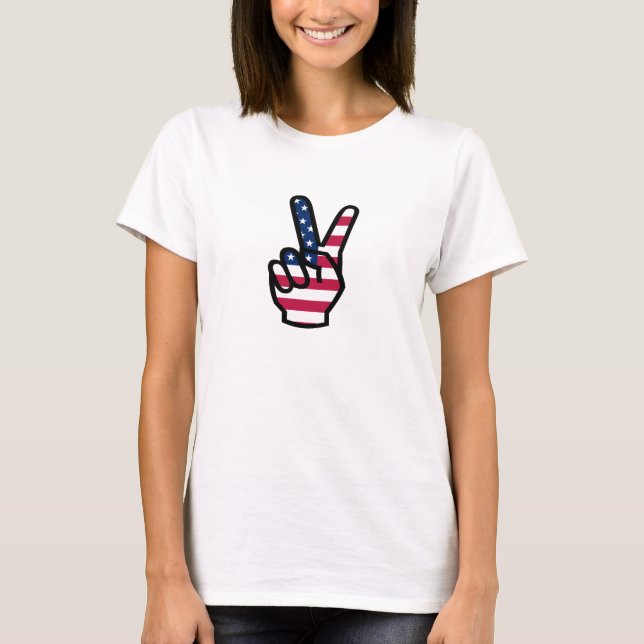 Camiseta Sinal de vitória com bandeira americana (Frente)