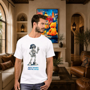 Camiseta Sinal de Vitória Esqueleto Design de Humor Diverti