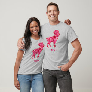 Camiseta Sinal de Zodiac para Aries em um Padrão Fratural V