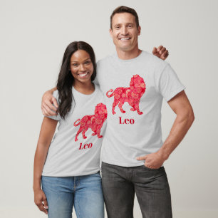 Camiseta Sinal de Zodiac para Leo em um Padrão Fratural Ver