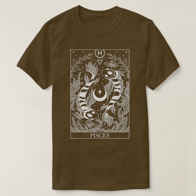 Camiseta Sinal de Zodiac Peixes de cartão tarot gótico escu (Frente do Design)