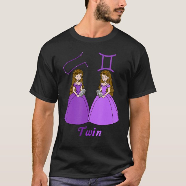 Camiseta Sinal de Zodíaco Gemini, Constelação Gemini, Princ (Frente)