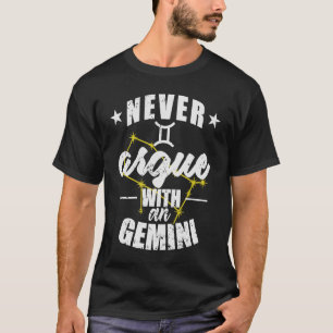 Camiseta Sinal de Zodíaco Nunca discuta com um Gemini