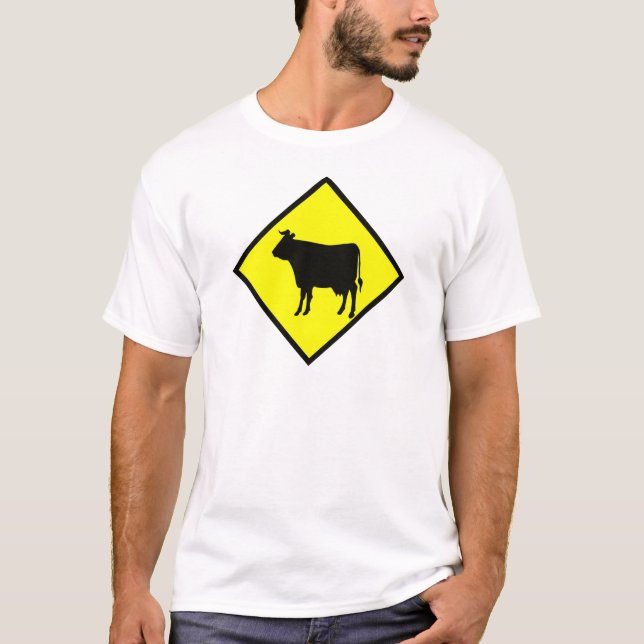 Camiseta Sinal do cruzamento da vaca (Frente)