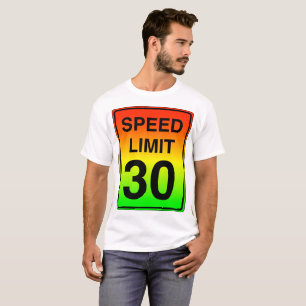 Camiseta Sinal do limite de velocidade 30 com cores do