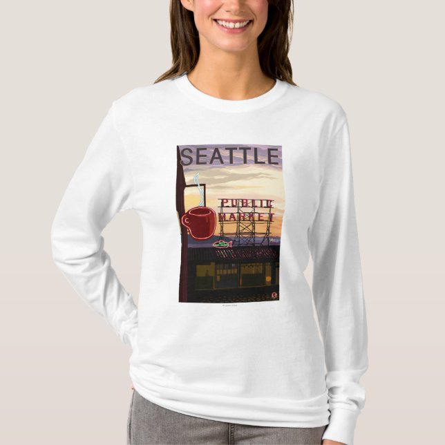 Camiseta Sinal do mercado do lugar de SeattlePike e opinião (Frente)