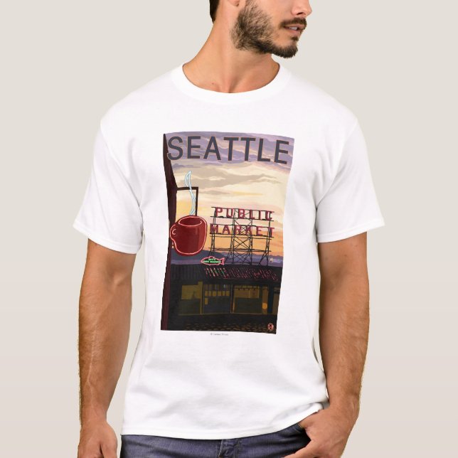 Camiseta Sinal do mercado do lugar de SeattlePike e opinião (Frente)