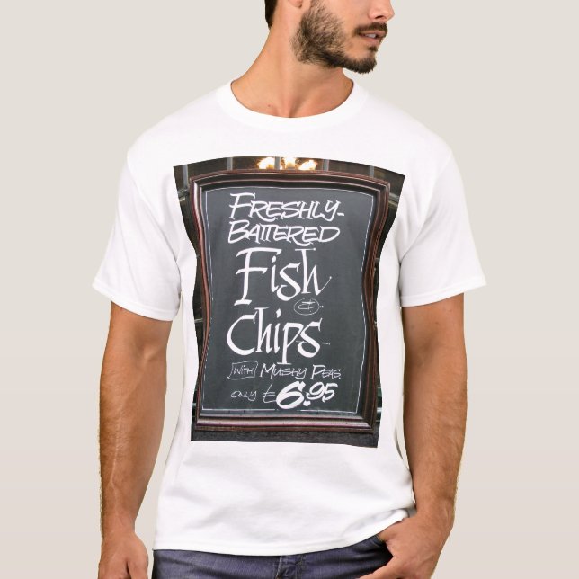 Camiseta Sinal do peixe com batatas fritas (Frente)