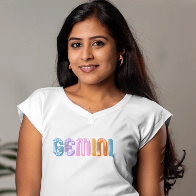 Camiseta Sinal do zodíaco gêmeos moderno simples branco de  (Criador carregado)