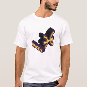 Camiseta Sinal do Zodíaco Peixes e Design de Texto