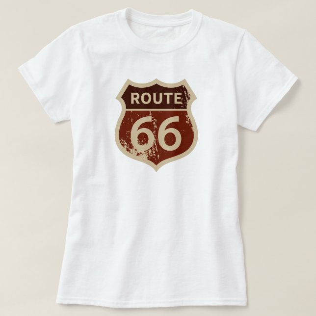 Camiseta Sinal histórico de estrada das mulheres ROUTE 66 | (Frente do Design)